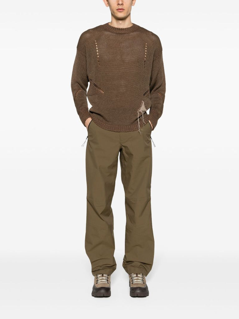 Brown Cut-out Crew-neck Sweater