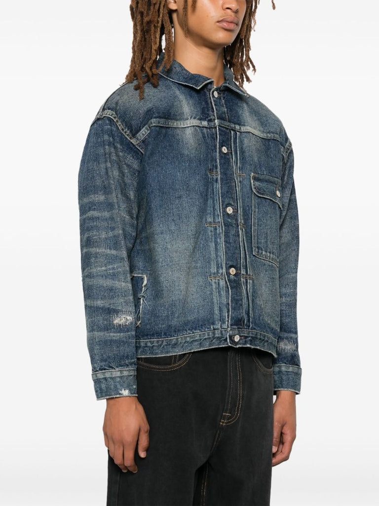 Blue Distressed Denim Jacket