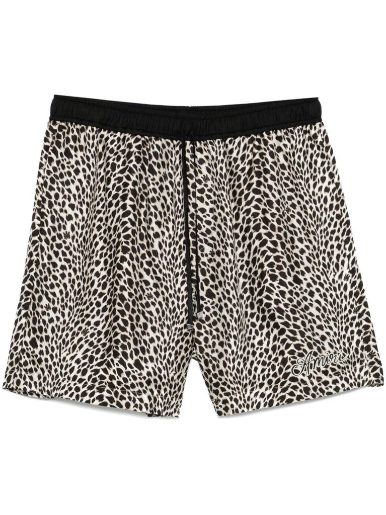 Black Leopard Print Shorts
