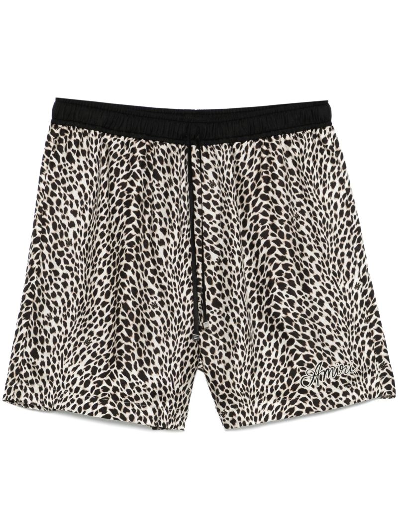 Black Leopard Print Shorts