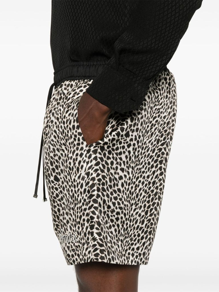 Black Leopard Print Shorts