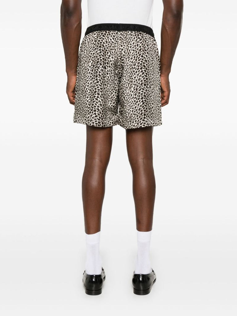 Black Leopard Print Shorts