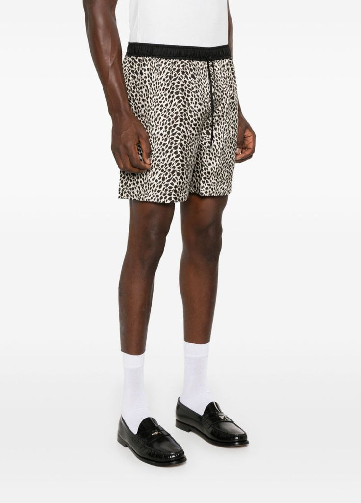 Black Leopard Print Shorts