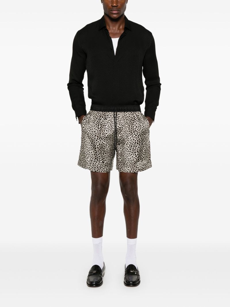 Black Leopard Print Shorts