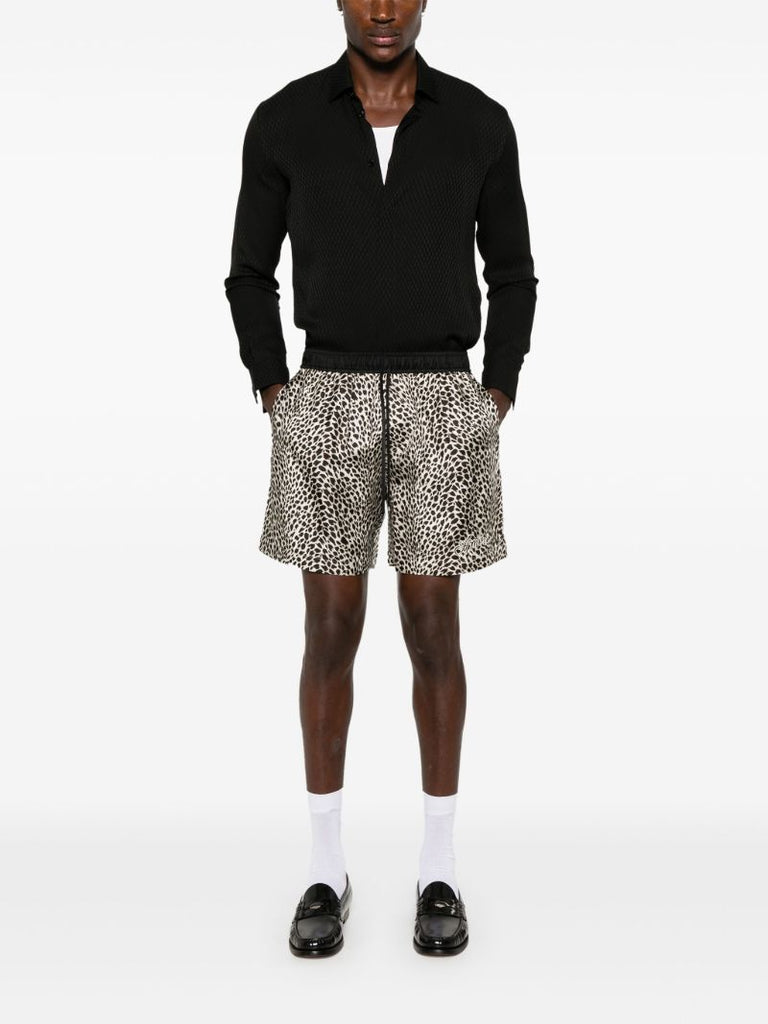 Black Leopard Print Shorts