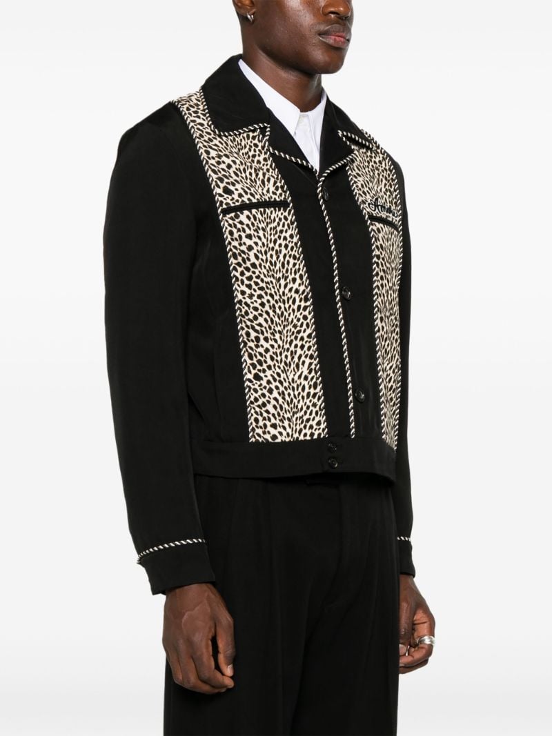 Black Leopard Print Bomber Jacket