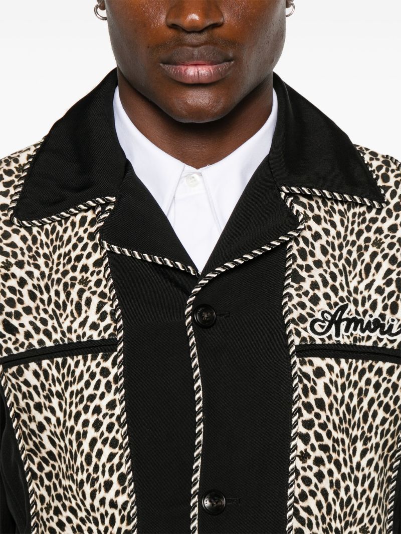 Black Leopard Print Bomber Jacket