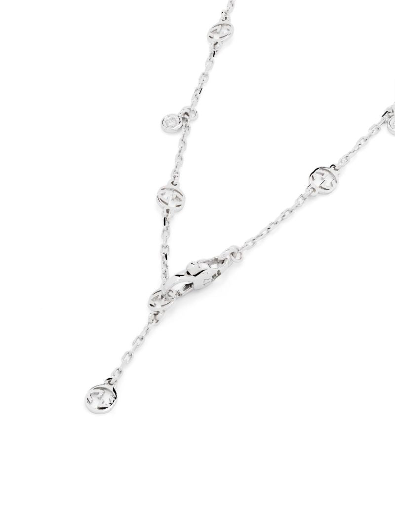 18k White Gold Interlocking G Diamond Bracelet