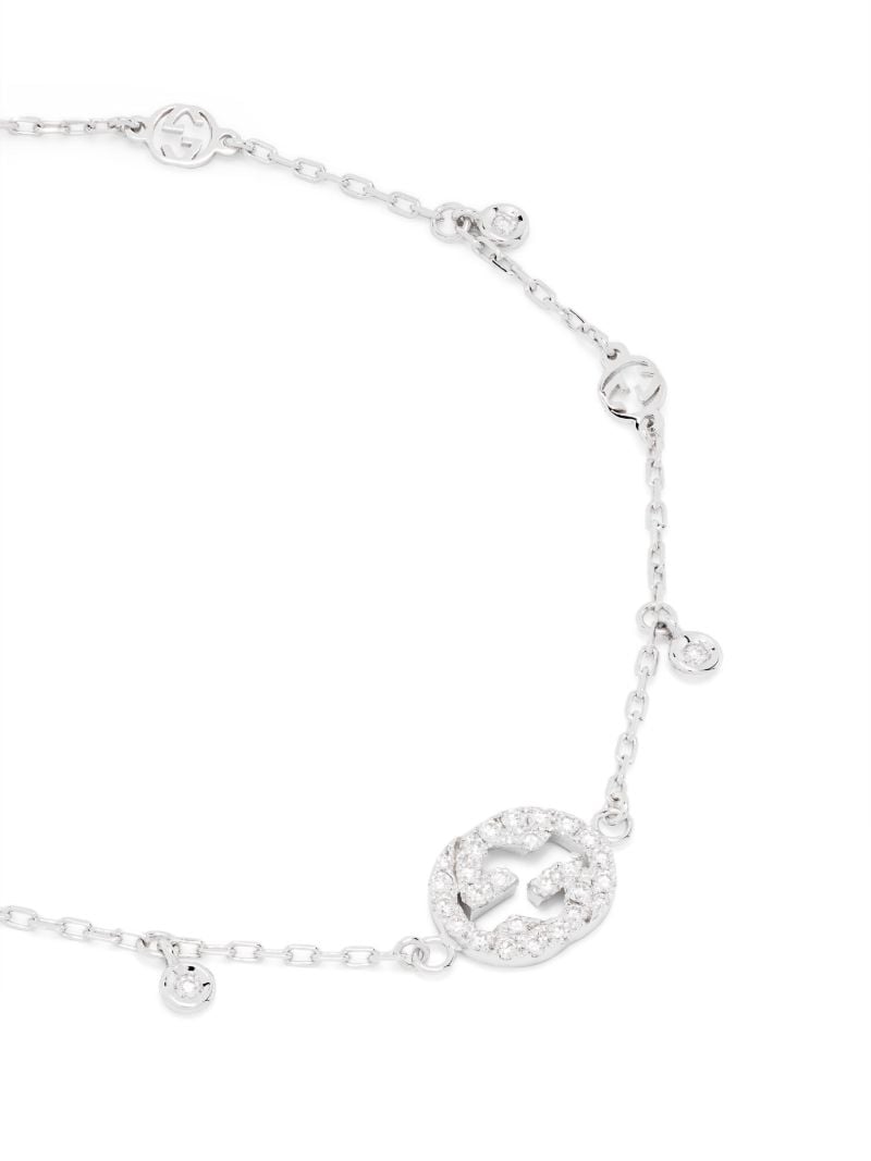 18k White Gold Interlocking G Diamond Bracelet