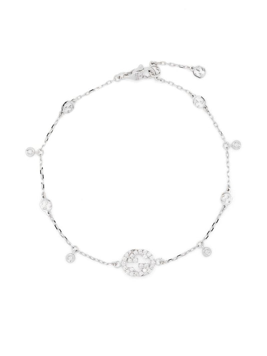 18k White Gold Interlocking G Diamond Bracelet