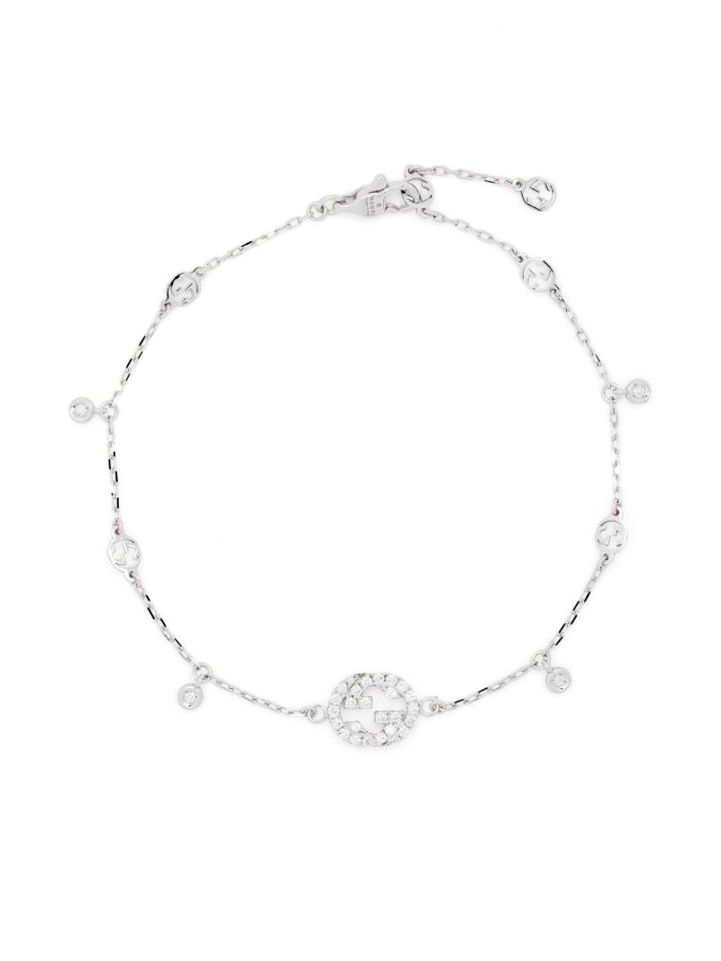 18k White Gold Interlocking G Diamond Bracelet