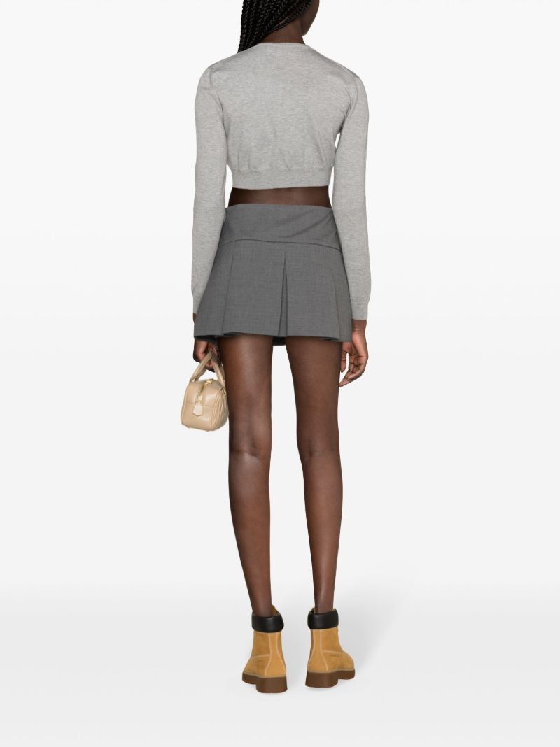 Grey Logo-embroidered Pleated Mini Skirt