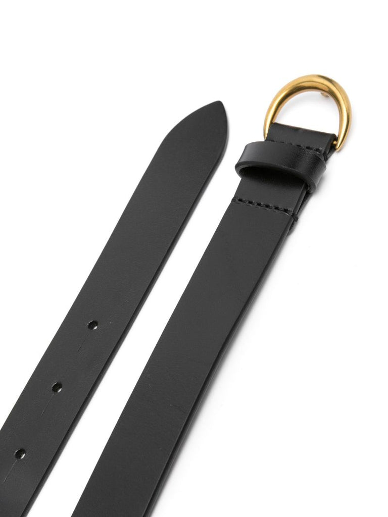 Black Leather Buckled Belt