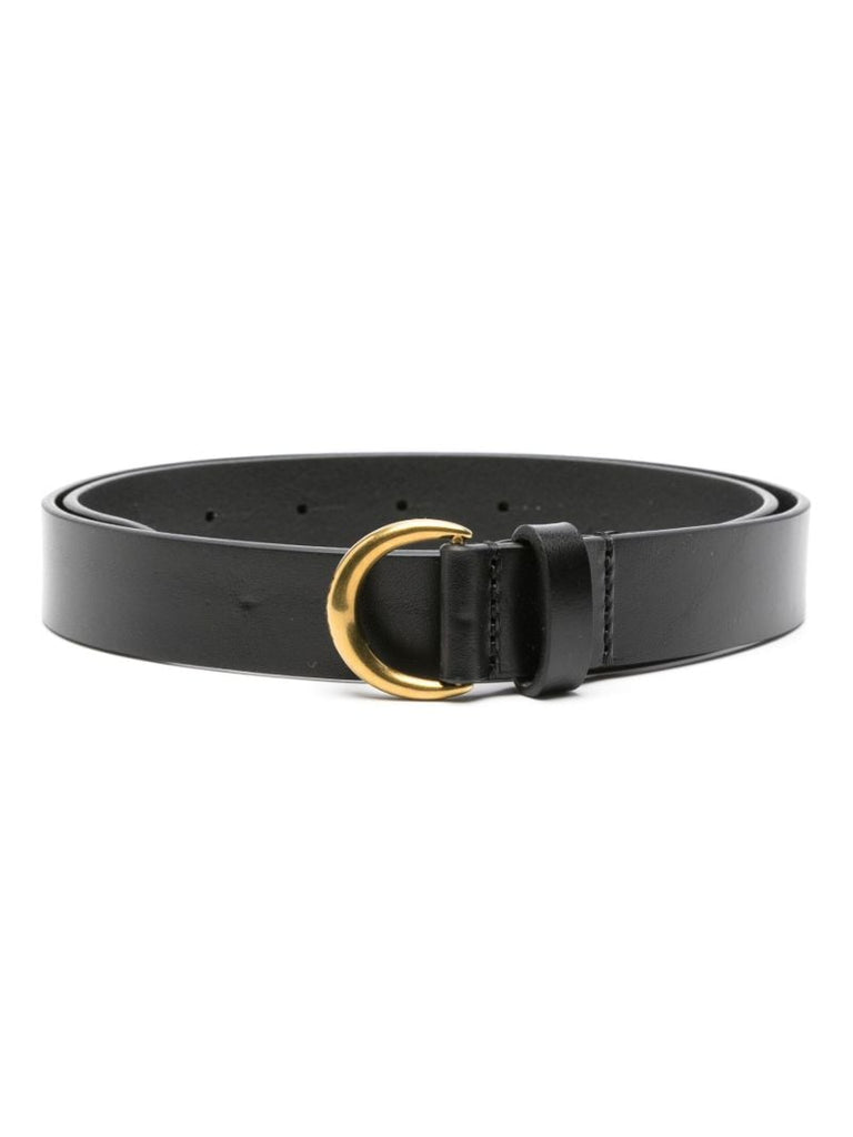 Black Leather Buckled Belt