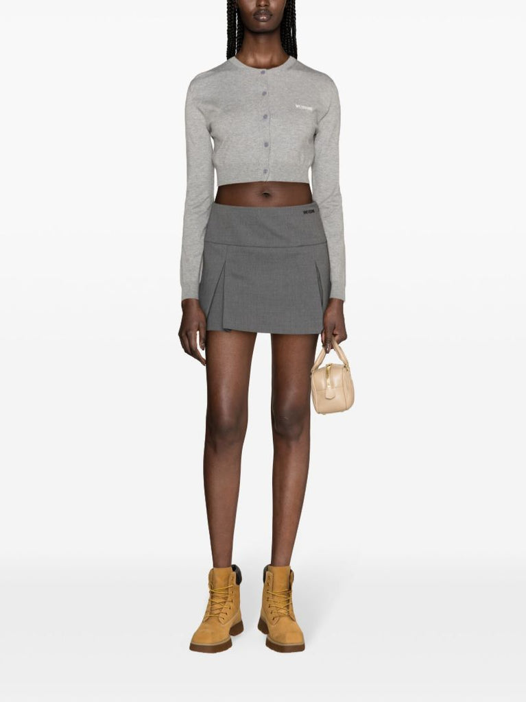Grey Fine-knit Cropped Cardigan