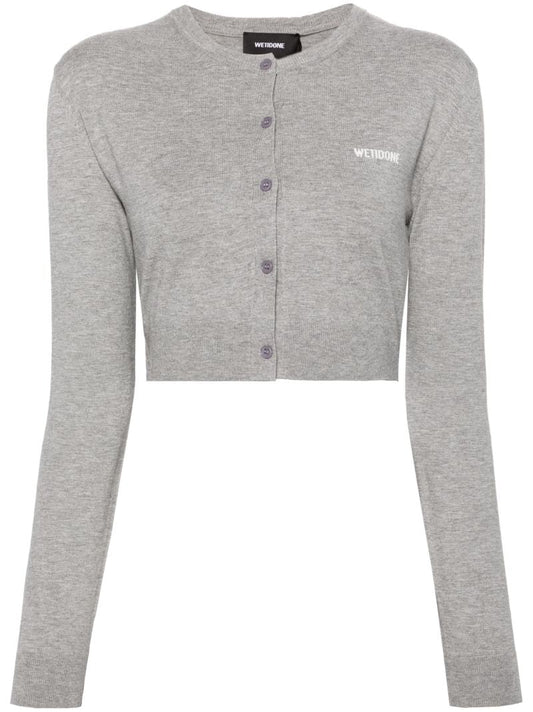 Grey Fine-knit Cropped Cardigan