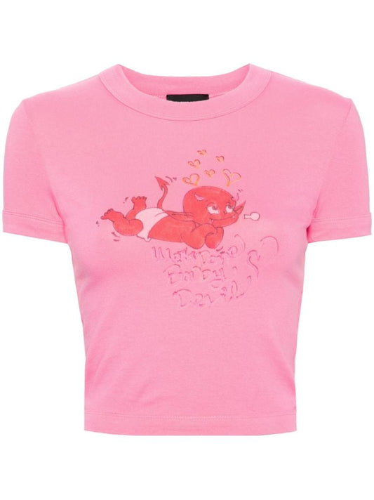 Pink Doodle Monster-print T-shirt