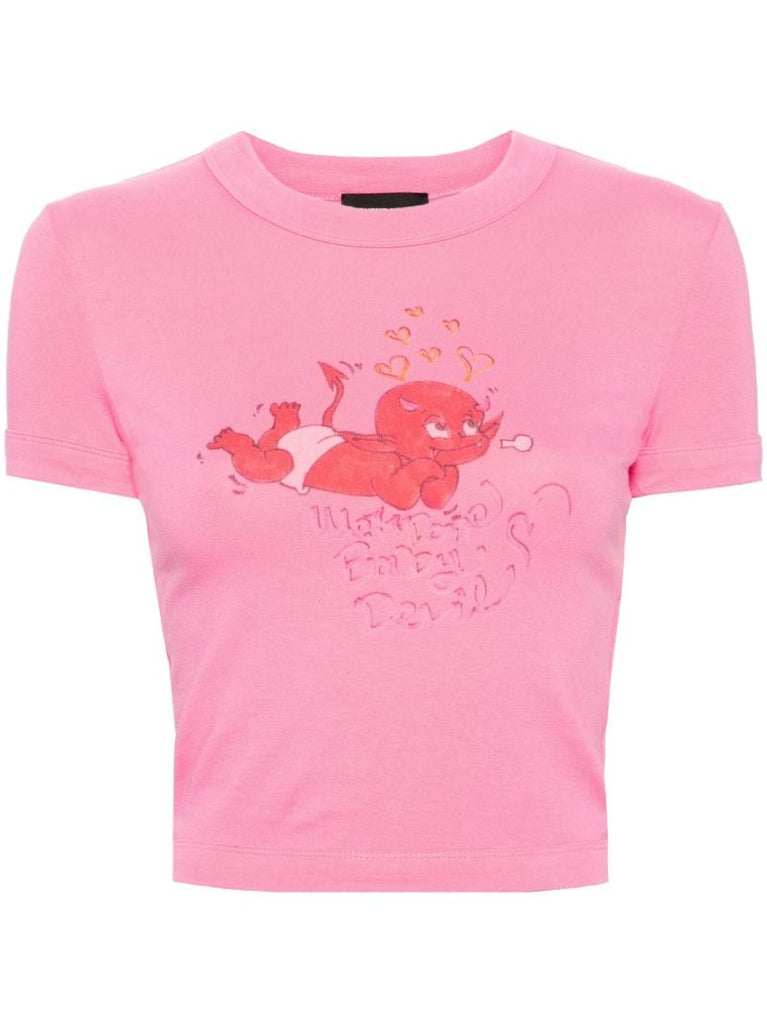 Pink Doodle Monster-print T-shirt