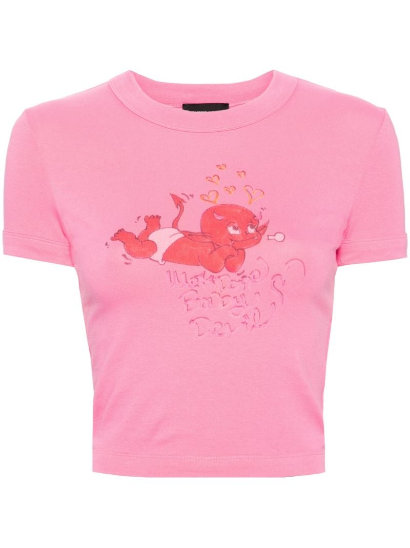 Pink Doodle Monster-print T-shirt
