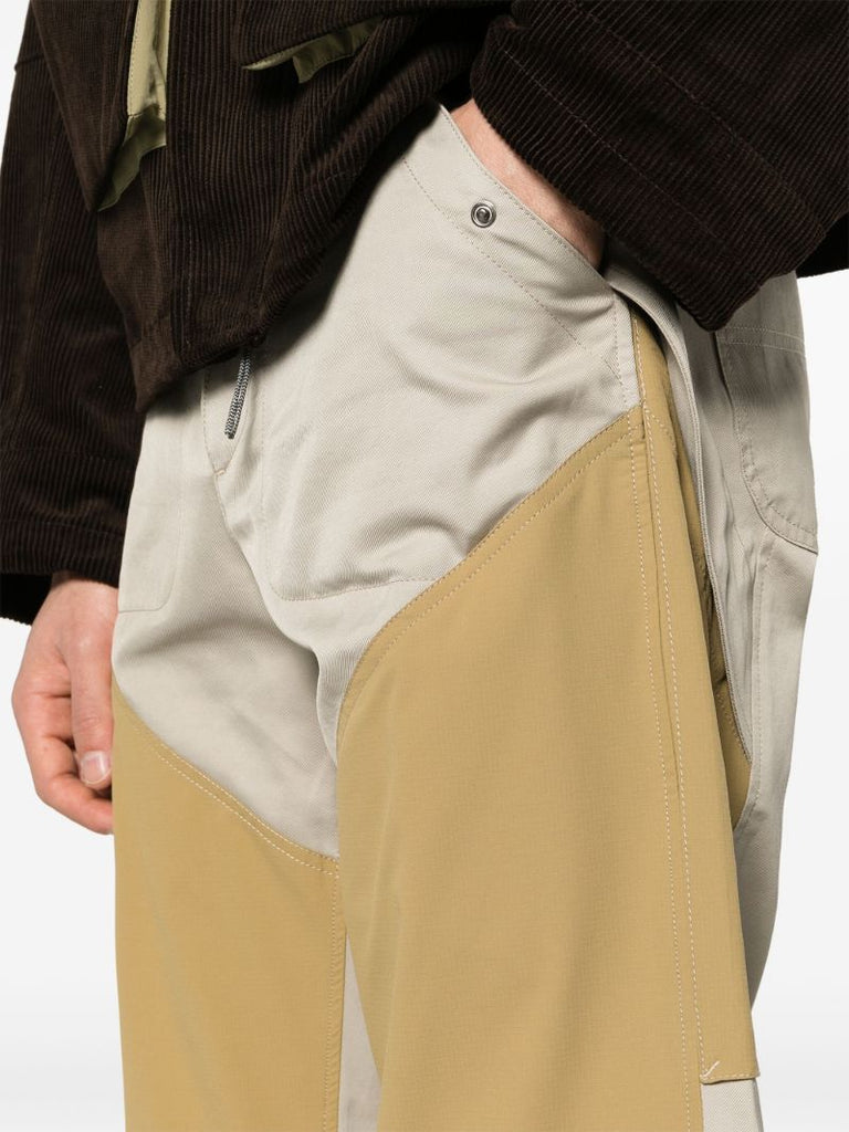Neutral Panelled Straight-leg Trousers
