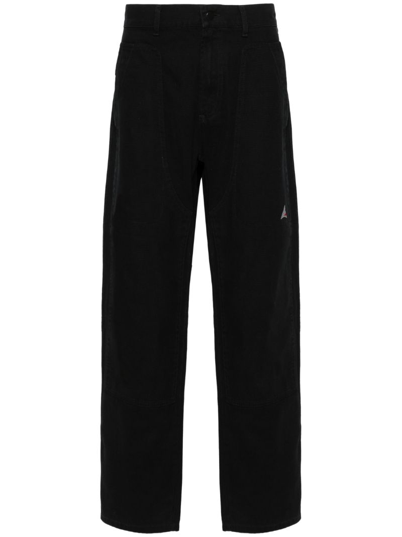 Black Cotton Straight-leg Trousers