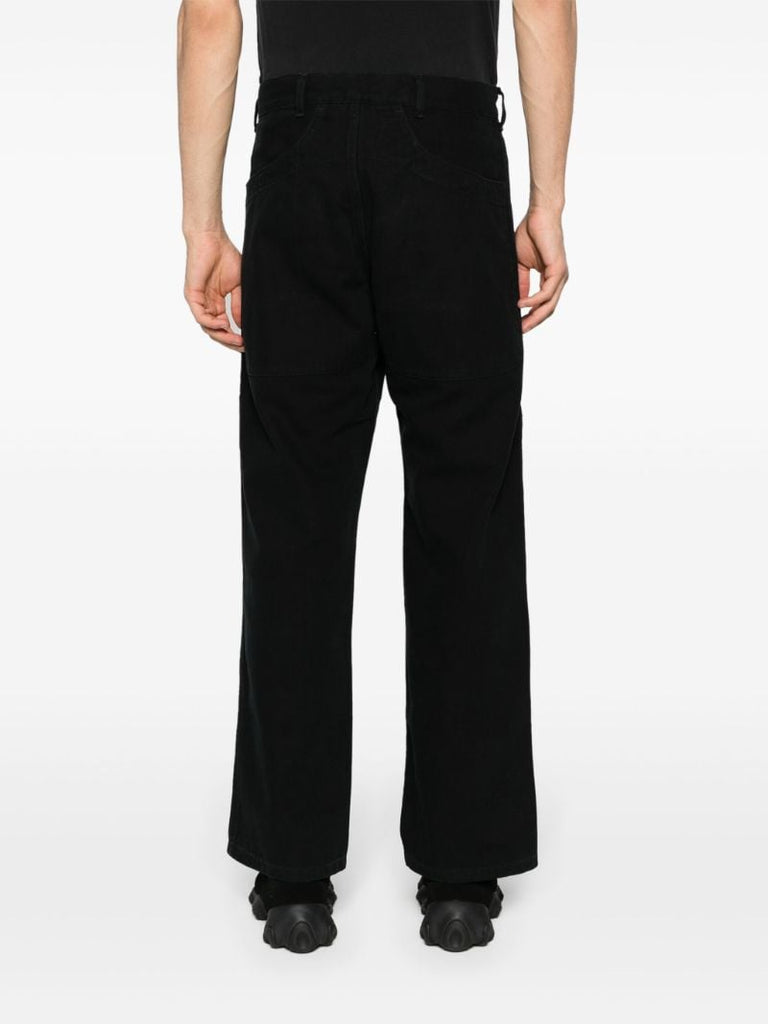 Black Cotton Straight-leg Trousers
