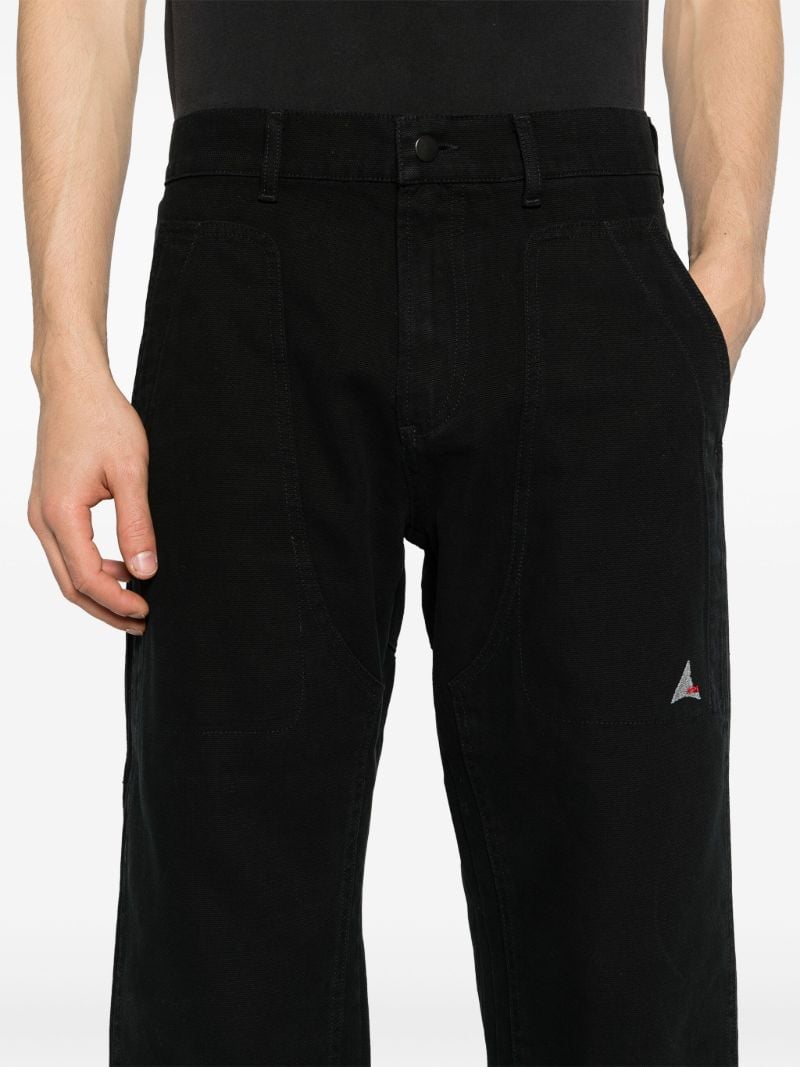 Black Cotton Straight-leg Trousers