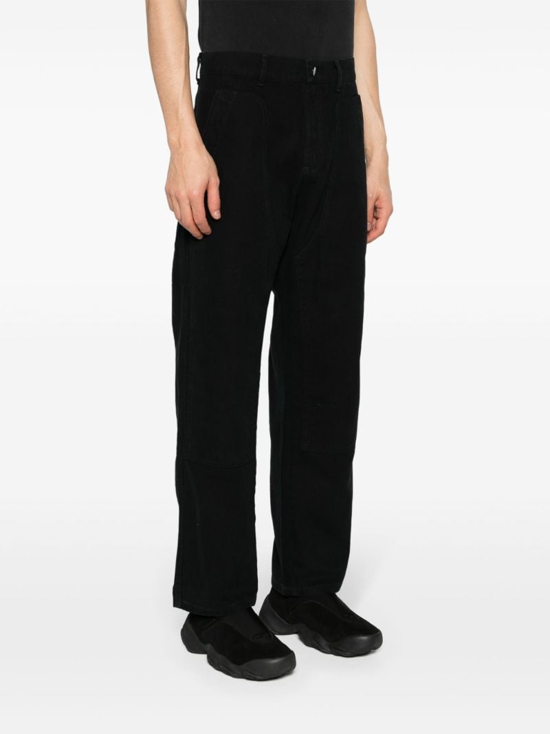 Black Cotton Straight-leg Trousers
