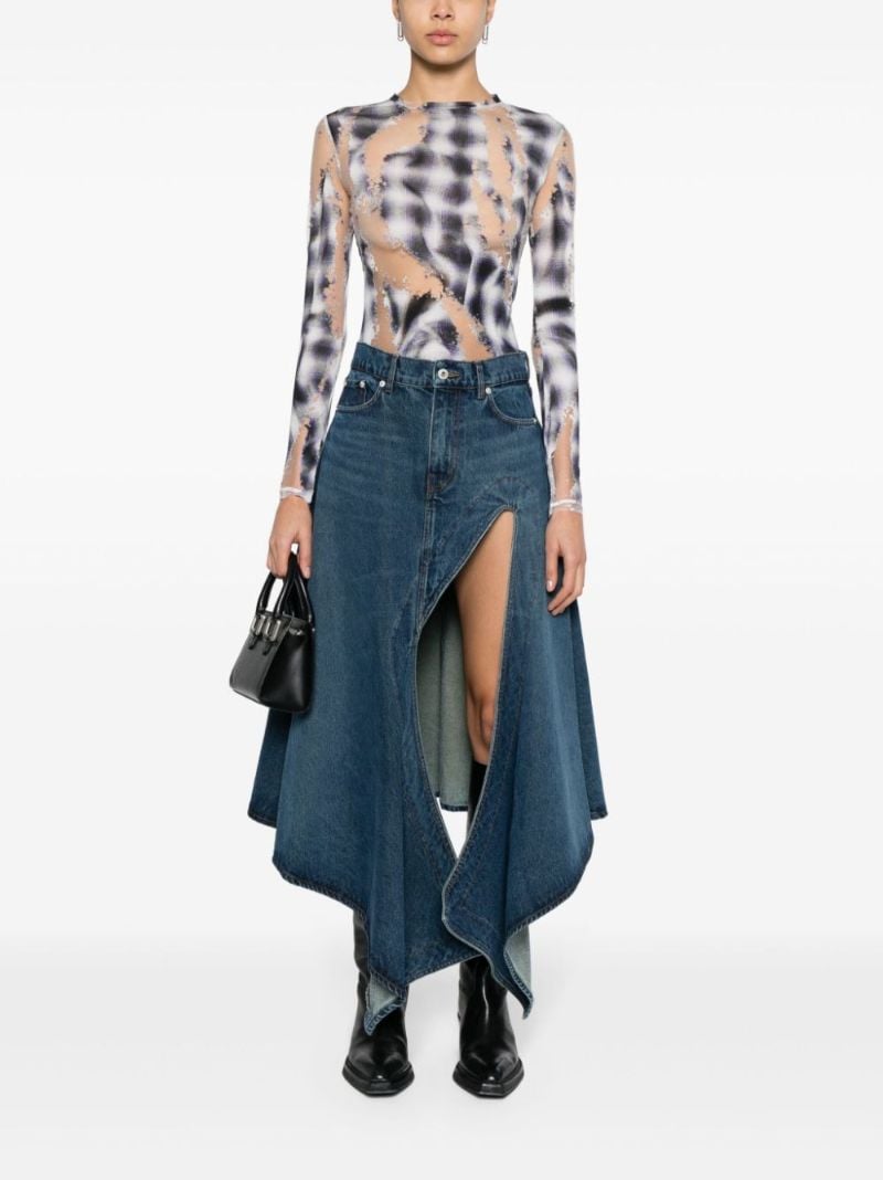 Grey Semi-sheer Checked T-shirt
