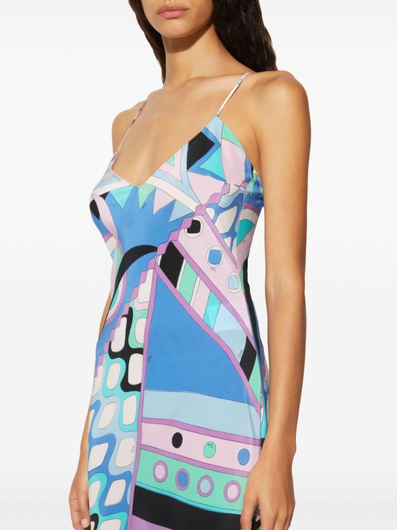 Blue Vivara Print Silk Maxi Dress