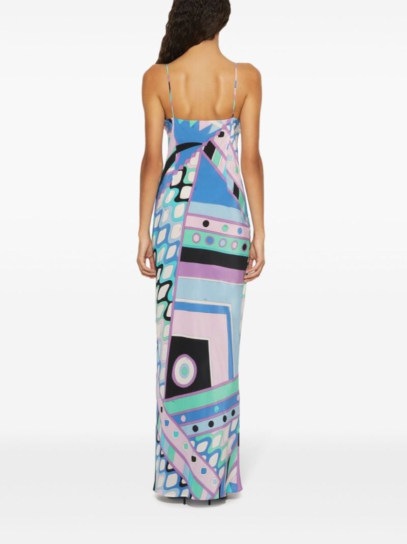 Blue Vivara Print Silk Maxi Dress