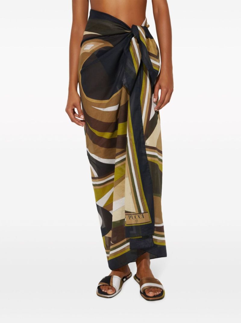 Brown Cigni-print Cotton Sarong