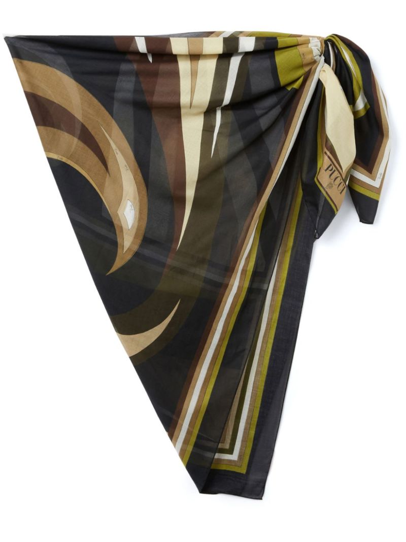 Brown Cigni-print Cotton Sarong
