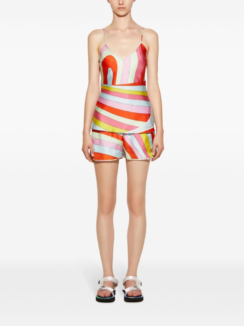 Multicolour Iride-print Silk Top