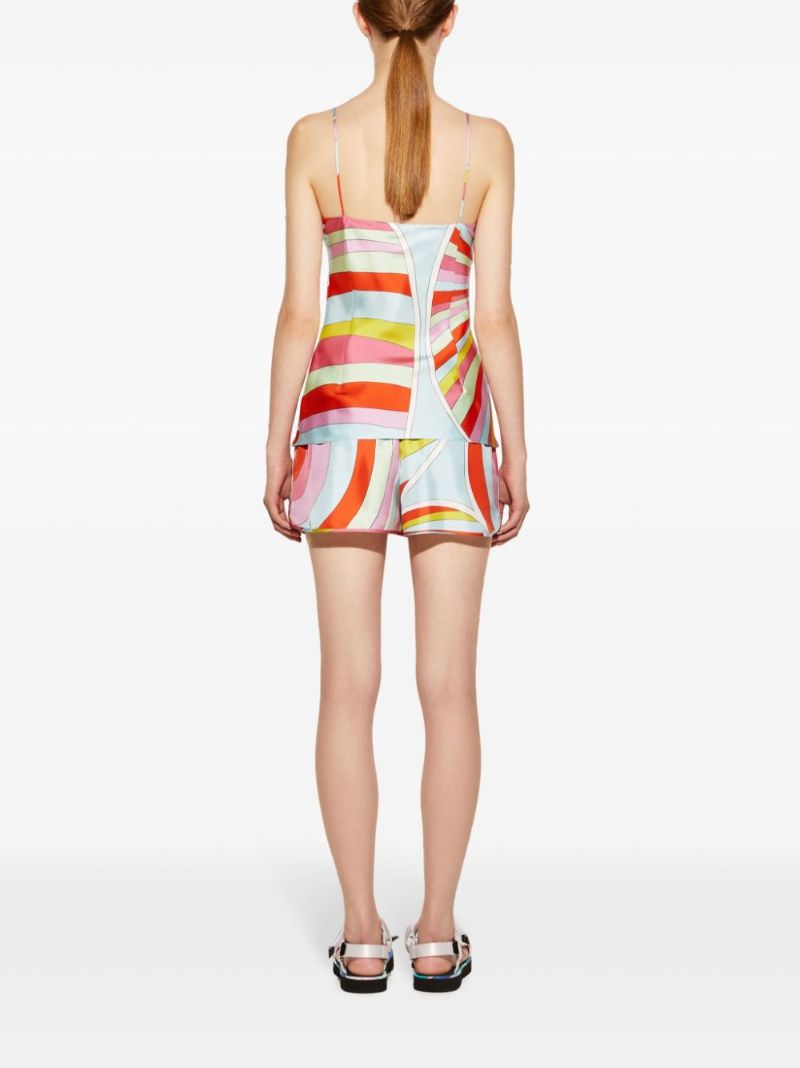 Multicolour Iride-print Silk Top