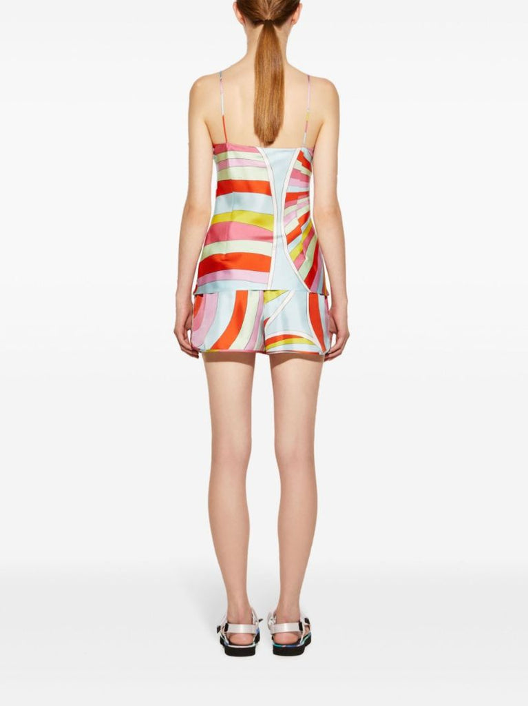 Multicolour Iride-print Silk Top