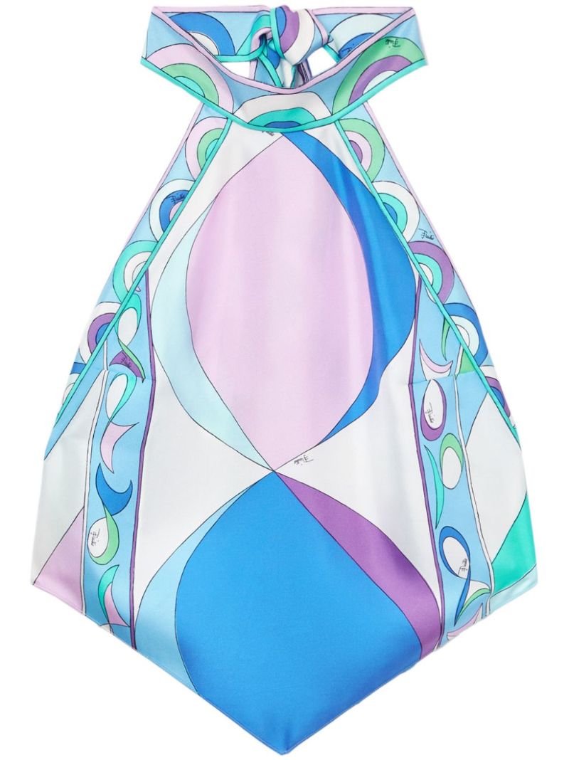 White Pesci Silk Halterneck Blouse