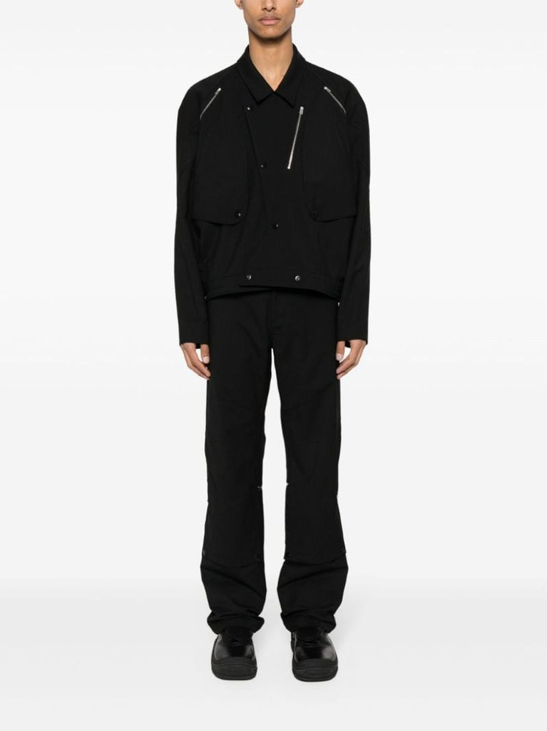 Black Utility Straight-leg Trousers