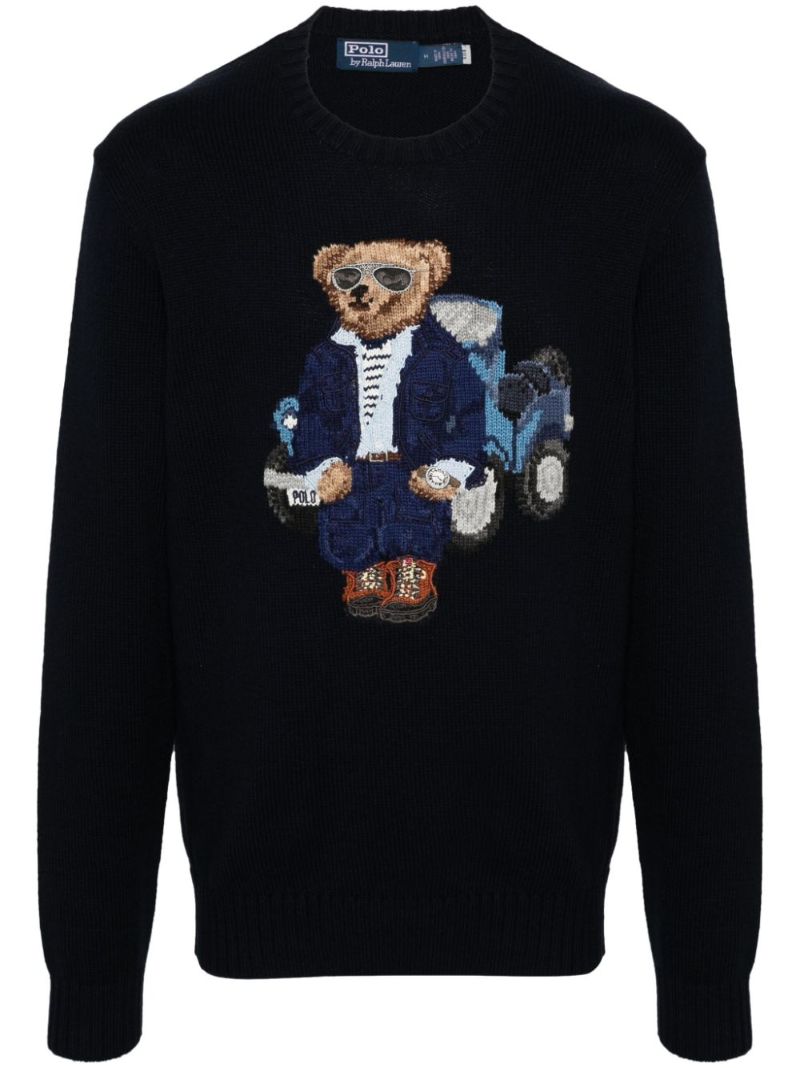 Blue Polo Bear Cotton Sweater
