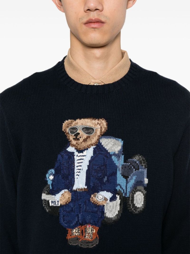 Blue Polo Bear Cotton Sweater