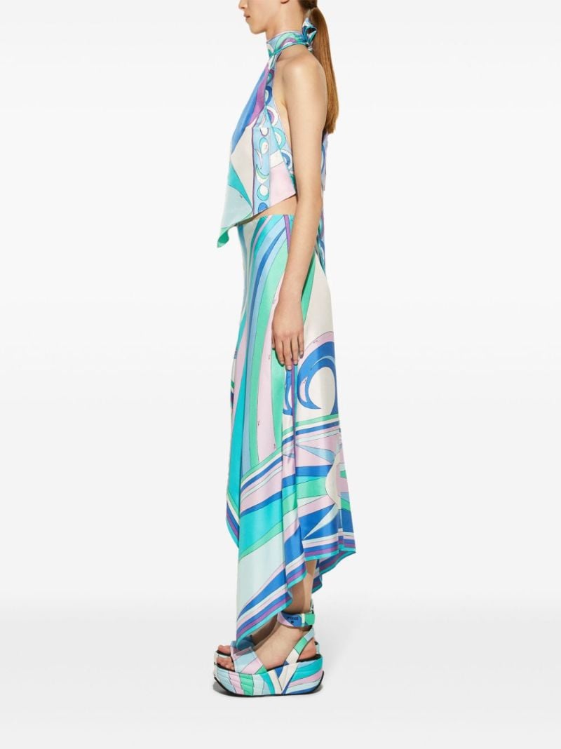 Blue Cigni Print Silk Handkerchief Skirt