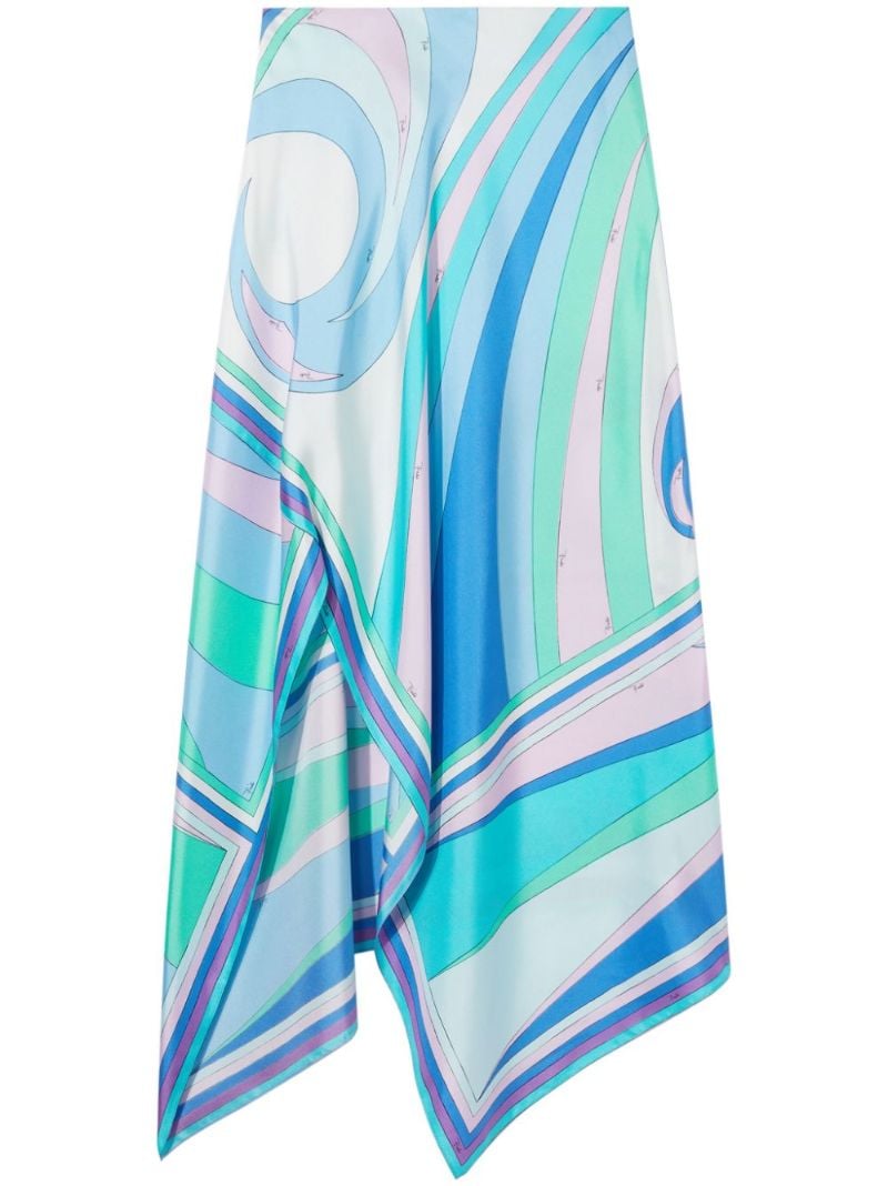 Blue Cigni Print Silk Handkerchief Skirt