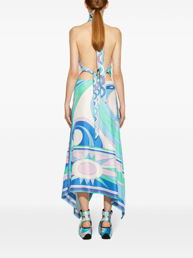 Blue Cigni Print Silk Handkerchief Skirt
