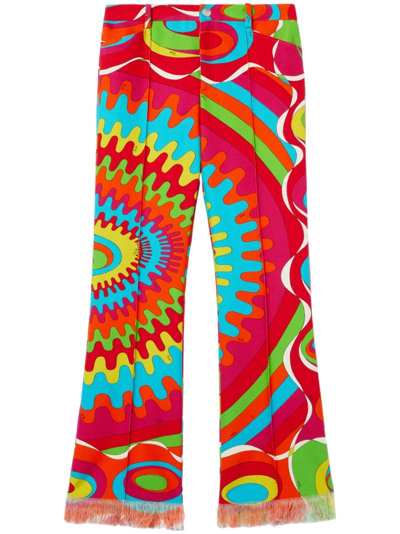 Red Bersaglio-print Cotton Trousers