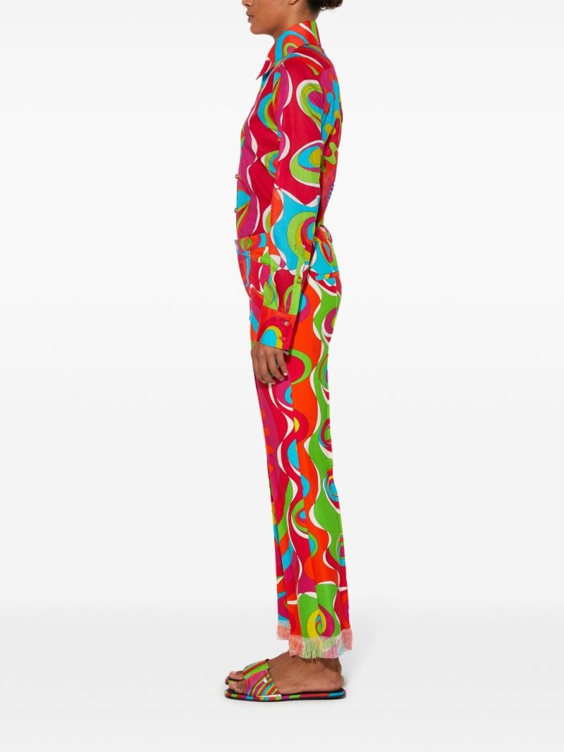 Red Bersaglio-print Cotton Trousers