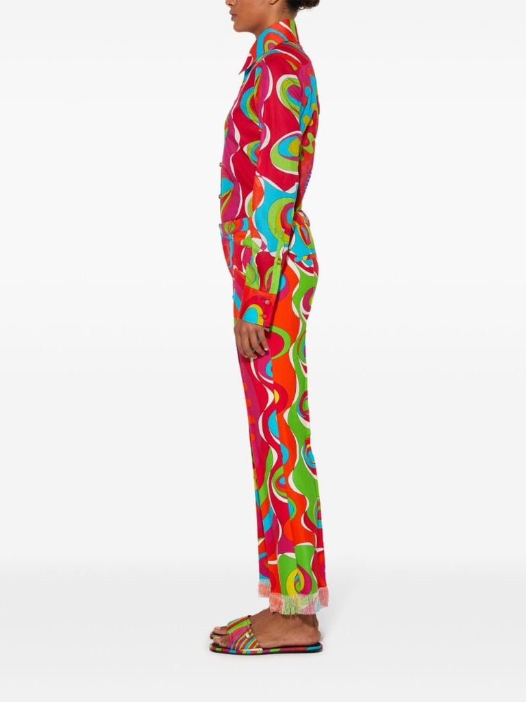 Red Bersaglio-print Cotton Trousers