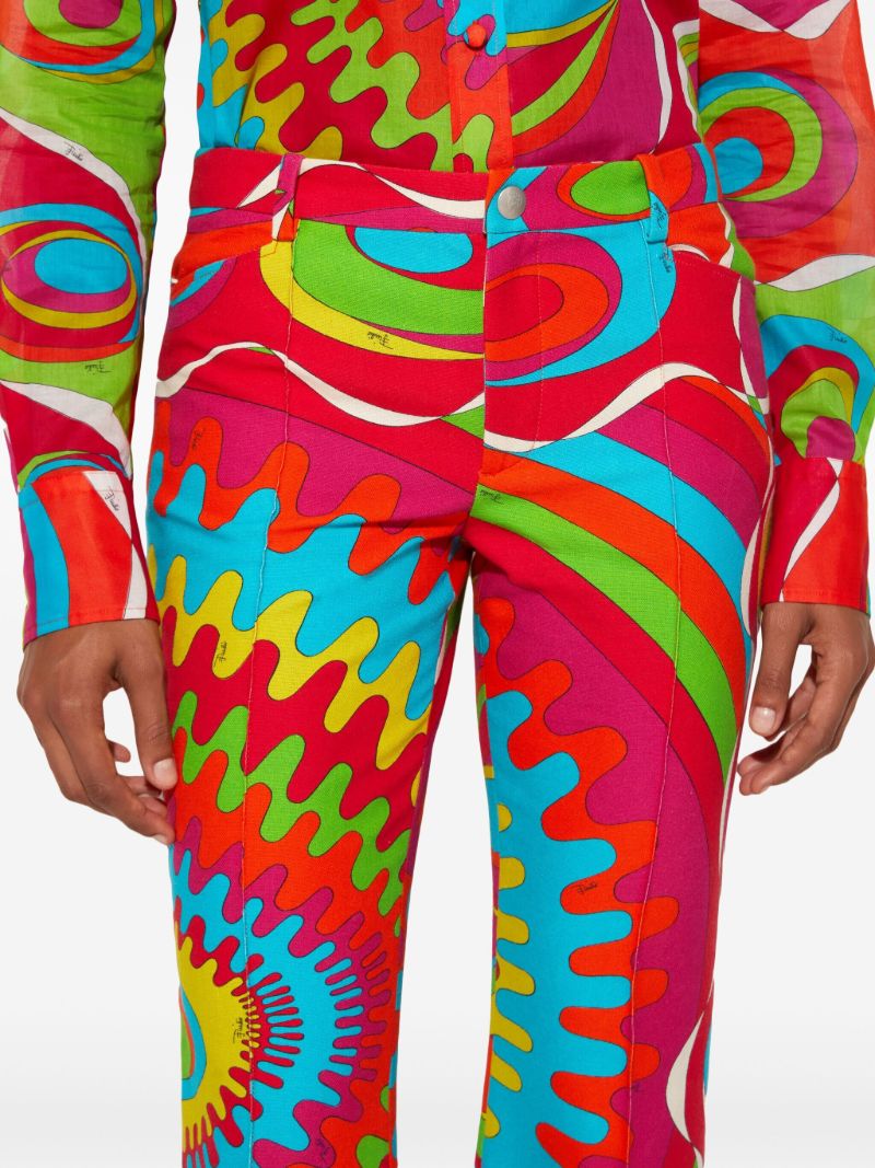 Red Bersaglio-print Cotton Trousers