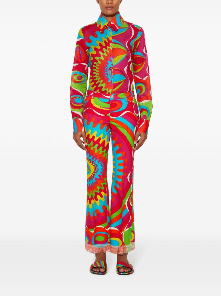 Red Bersaglio-print Cotton Trousers