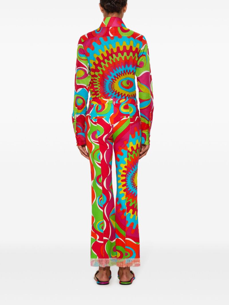 Red Bersaglio-print Cotton Trousers