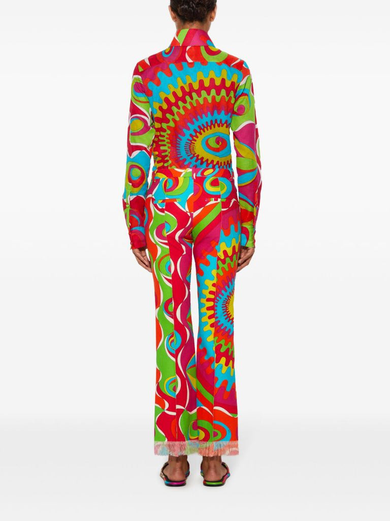 Red Bersaglio-print Cotton Trousers